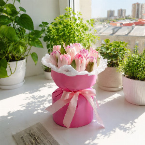Secret Garden Marshmallow Tulips Bouquet with delivery Novosibirsk
