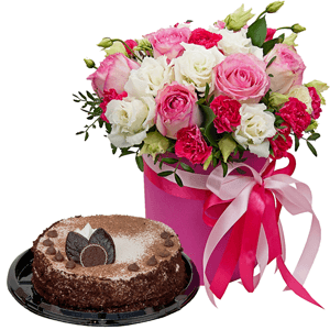 Miss charming with cake with delivery Novosibirsk