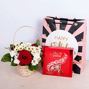 Gift set "Flower basket and sweets" with delivery Novosibirsk
