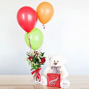 Gift set "Teddy bear, sweets and balloons" with delivery Novosibirsk