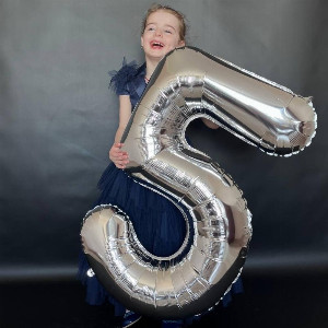 Шар-цифра "Серебряная 5"
