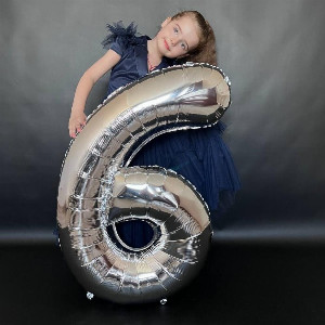 Шар-цифра "Серебряная 6"