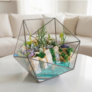 Whisper of Waterfalls Terrarium with Succulents with delivery Novosibirsk