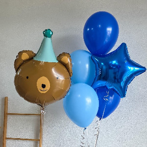 Teddy Bear Balloon Set with Blue Star with delivery Novosibirsk
