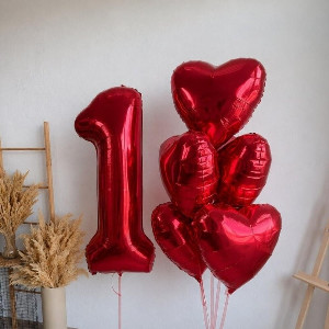 Balloon Set "Scarlet Passion" with Hearts with delivery Novosibirsk
