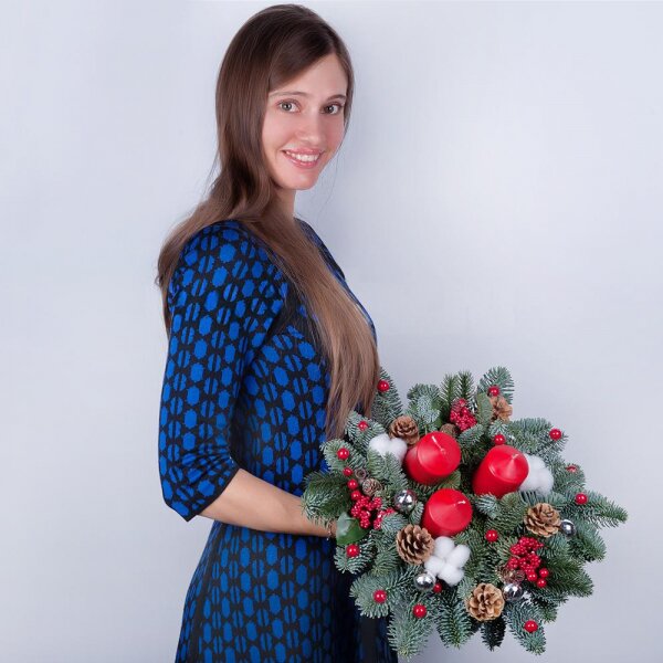 Candle, Cotton bud, Christmas decor (set), Oasis, Spruce branches (1pc.), Present bag, Sweets 